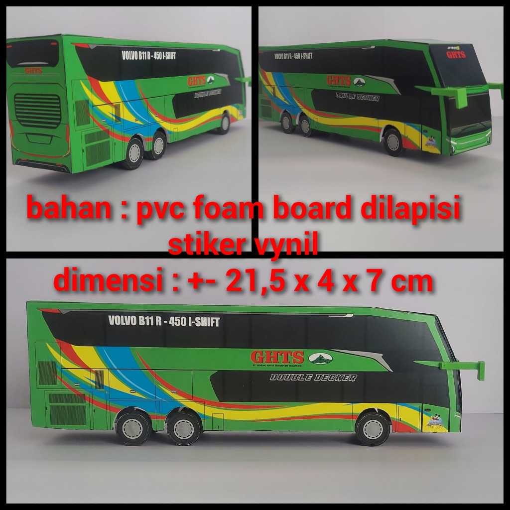 Miniatur Bus GHTS (Gunung Harta Transport Solution) Double Dekker Jetbus 5 - Papercraft Kurniatravel