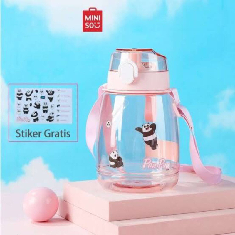 Miniso wbb HOHO Plastic Bottle Water 1300ml  / botol minum we bare bears