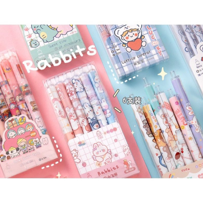 

set pen gel motif isi 6pcs