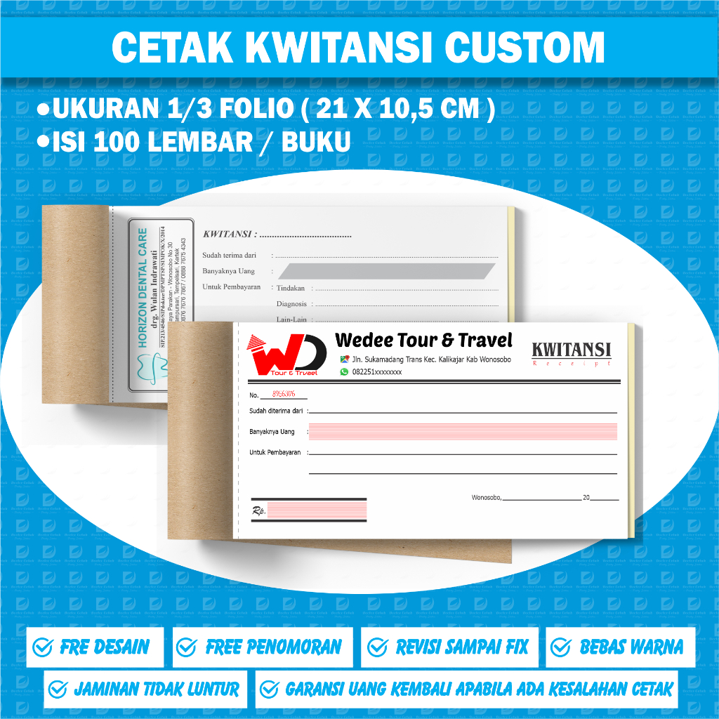 

Kwitansi custom 2 ply 1/3 folio
