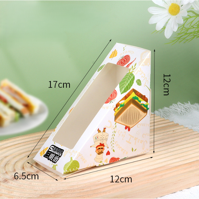 10pcs Paper Sandwich Box 12cm ROTI / Box Packing Sandwich / Kemasan Sandwich Segitiga Foodgrade