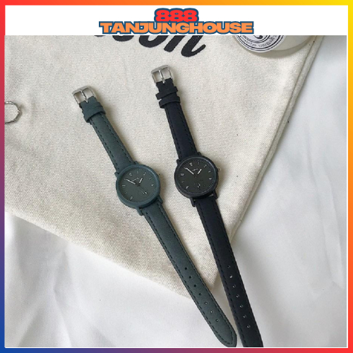 TJH Jam Tangan Quartz Strap PU Analog Casual Gaya Retro Wanita & Pria Ulzzang Watch Korean Fashion J