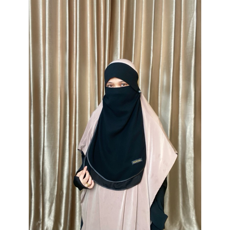 Niqab Poni Kancing 2 Layer | Niqob Poni Kancing 2 Layer | Cadar Poni Kancing 2 Layer