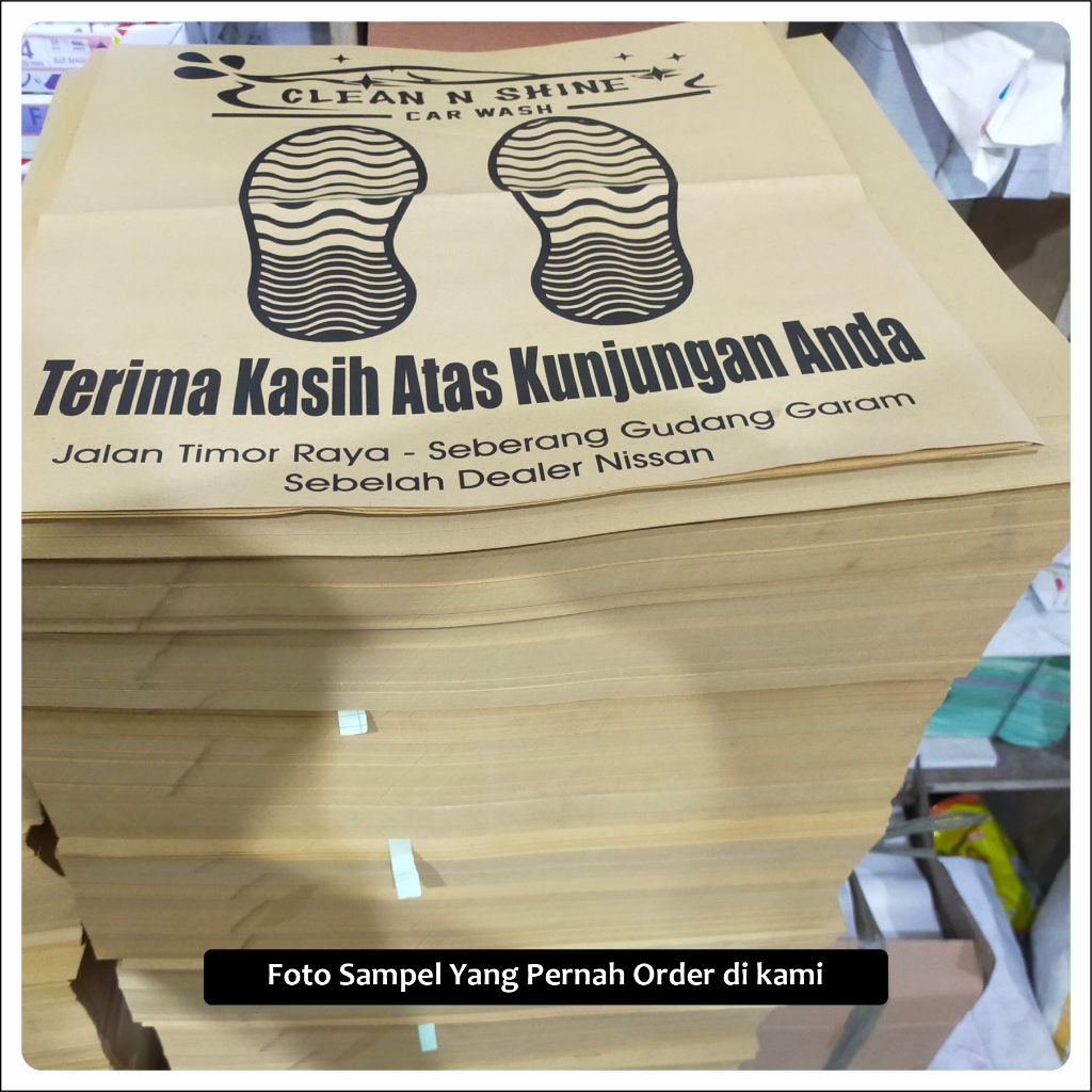 kertas alas kaki cuci mobil custom nama sendiri ukuran 29 x 42 cm alas kaki carwash Alas kaki mobil