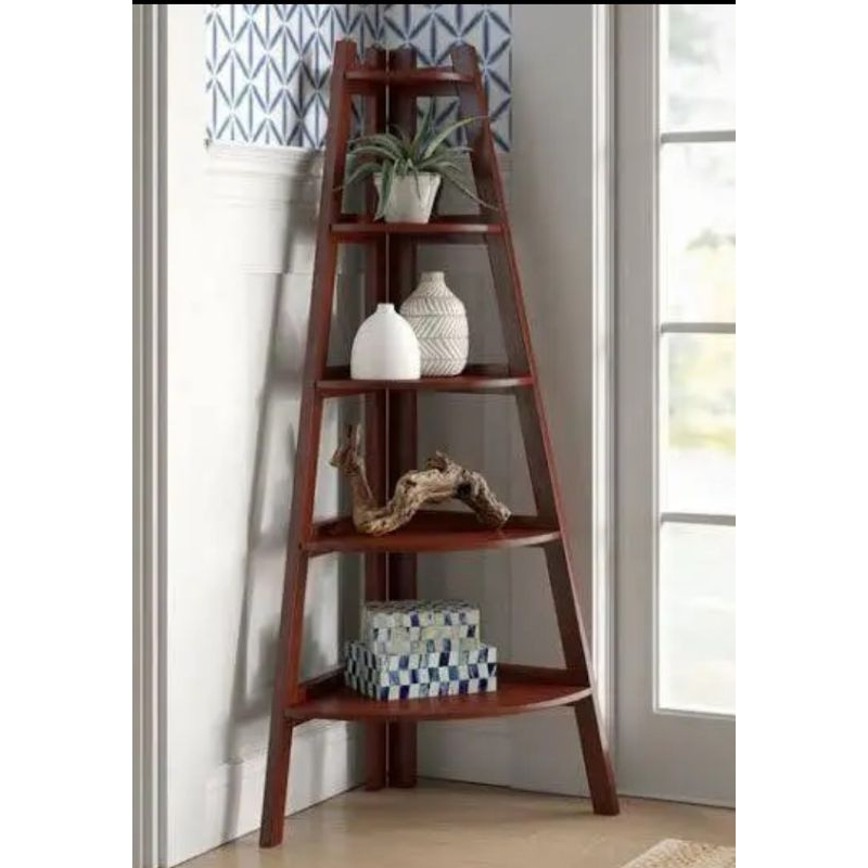 Rak sudut minimalis kayu jati