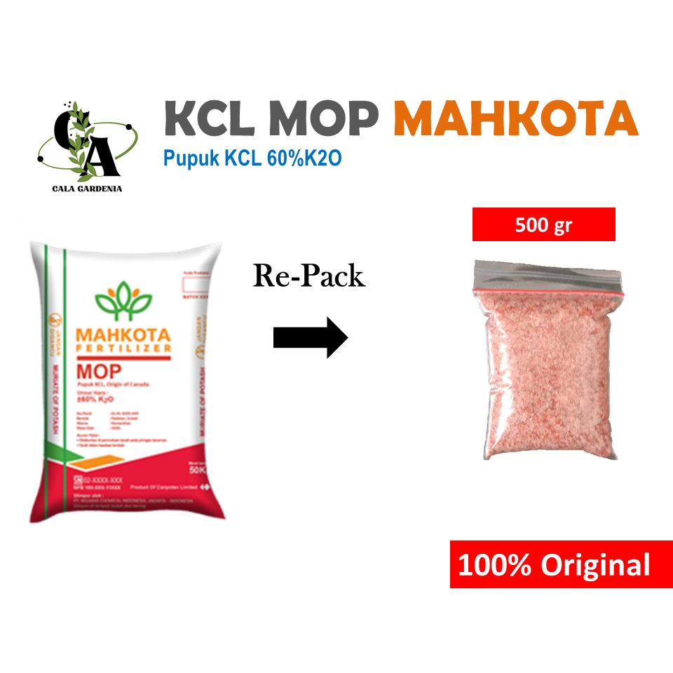 (RE-PACK) 500 GRAM KCL MAHKOTA MOP ORIGINAL CANADA PUPUK KCL MOP MAHKOTA ORIGINAL KEMASA REPACK