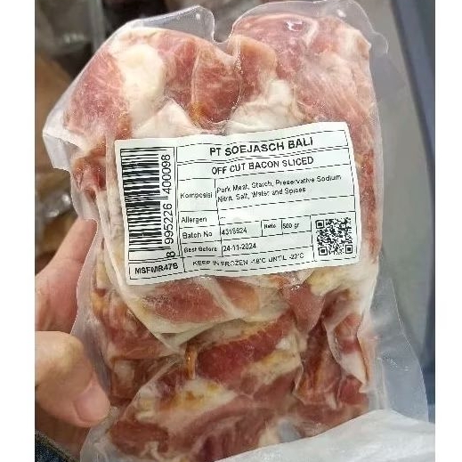 Frozen Off Cut Bacon Sliced (PT. Soejasch Bali) 500 gr