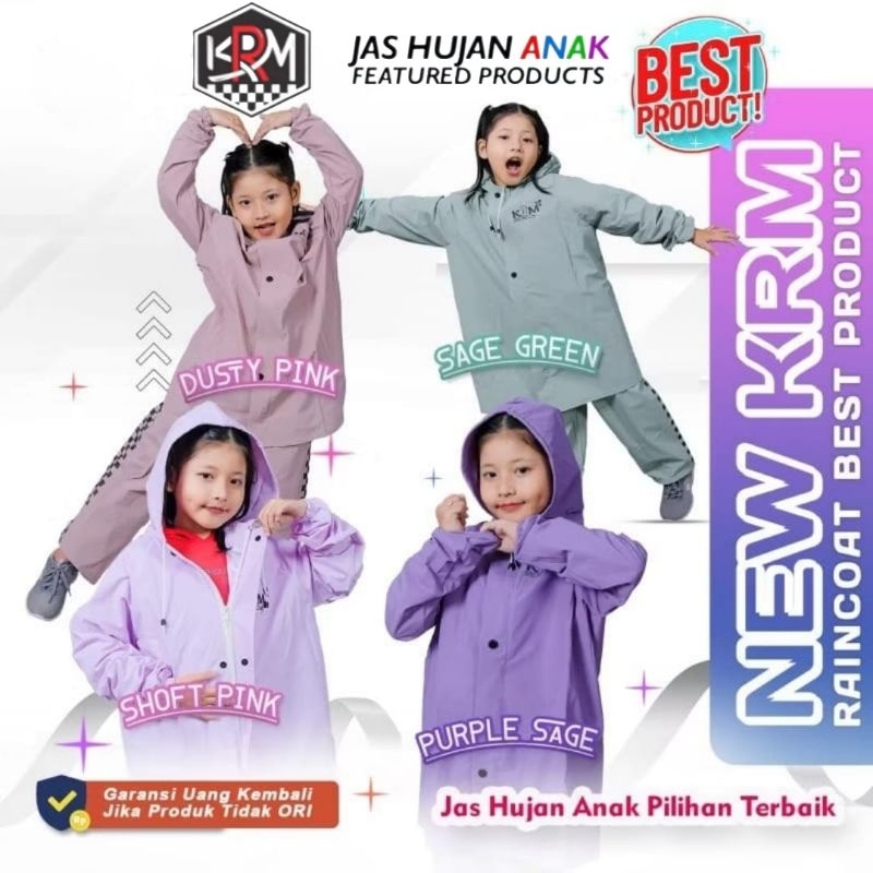 ORIGINAL KRM - JAS HUJAN ANAK 1-16 TAHUN HOODIE LAKI DAN PEREMPUAN MANTEL HUJAN WATERPROOF