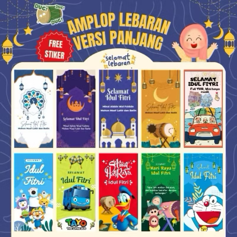 

AMPLOP THR PANJANG ANGPAO LEBARAN UANG IDUL FITRI 10 LEMBAR | Kado Gift Anak Makassar