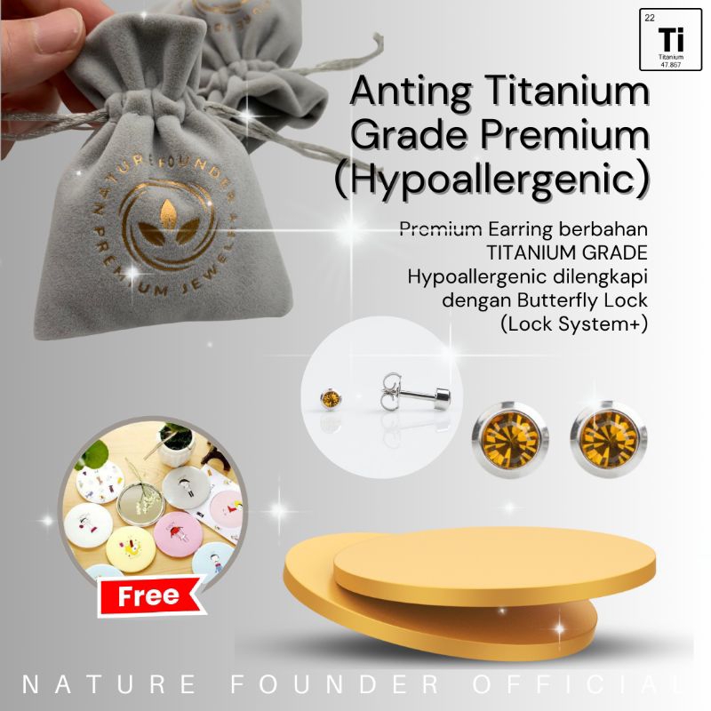 Anting Sunrise Diamond Series/ Anting Hypoallergenic Nature Founder/ Anting Bayi/ Anting Anak/ Antin