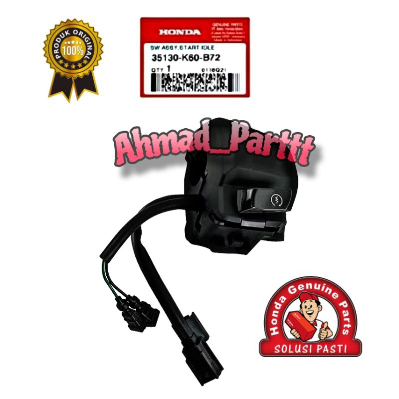 35130-K60-B72 Holder Kanan Tombol Saklar Stater CBS Non Idling Stop Vario 125 LED New. ORIGINAL AHM