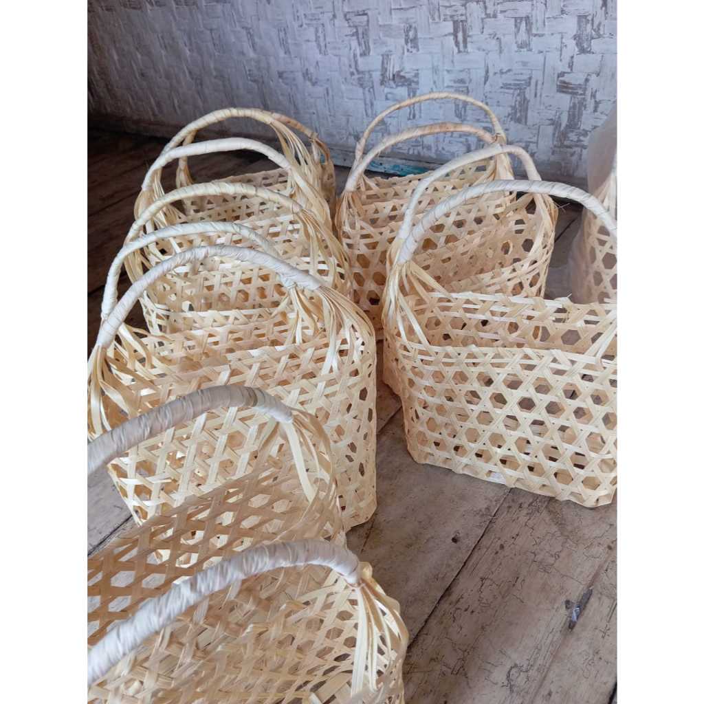 keranjang anyaman bambu hampers lebaran / keranjang buah buahan / keranjang makanan / keranjang paka