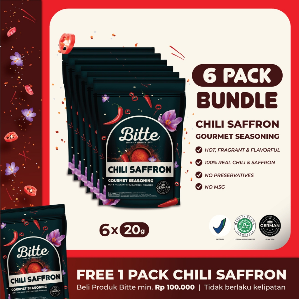 

BUNDLE 6 Chili Saffron Seasoning / Sambal Tabur Cabai Saffron - Bitte