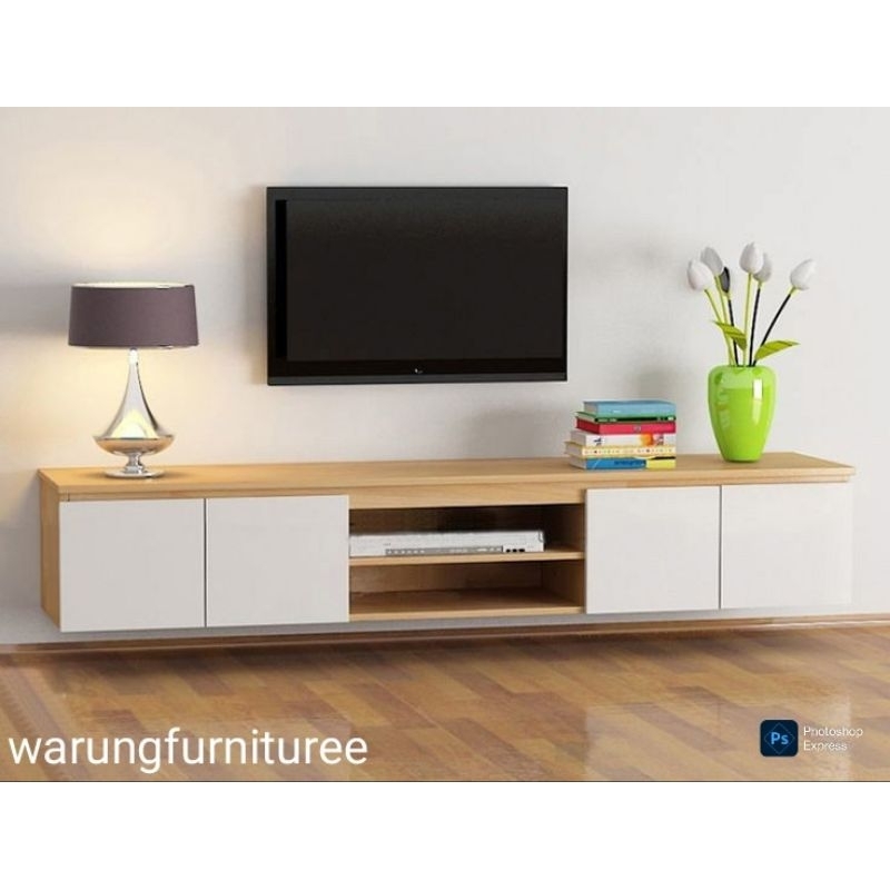 meja tv gantung kabinet tv rak tv
