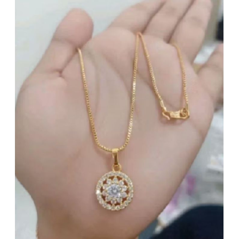 kalung matahari wanita berlapis emas 24k Anti karat model terbaru