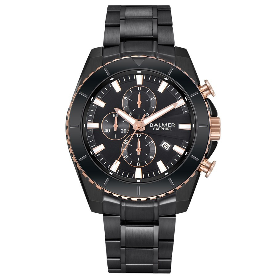 Jam Tangan Pria Balmer 8826 Chronograph Saphire Glass - Silver Hitam