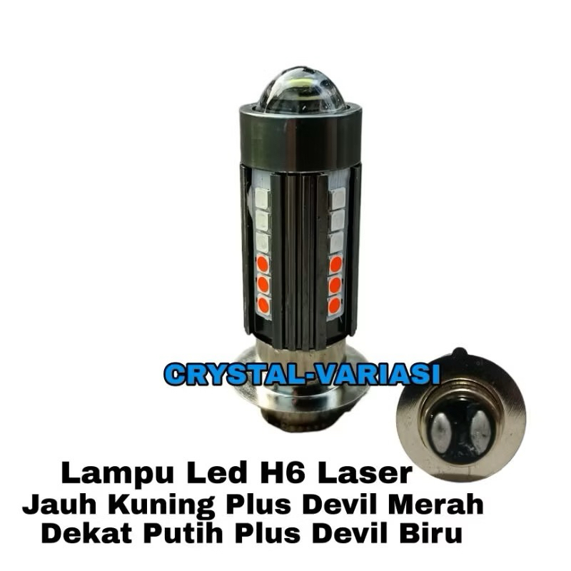 LAMPU UTAMA MOTOR H6-001 LASER 30 LED ALIEN H6 LED LASER 2 WARNA HI / LOO 20 WATT | BOHLAM LED H6 | 