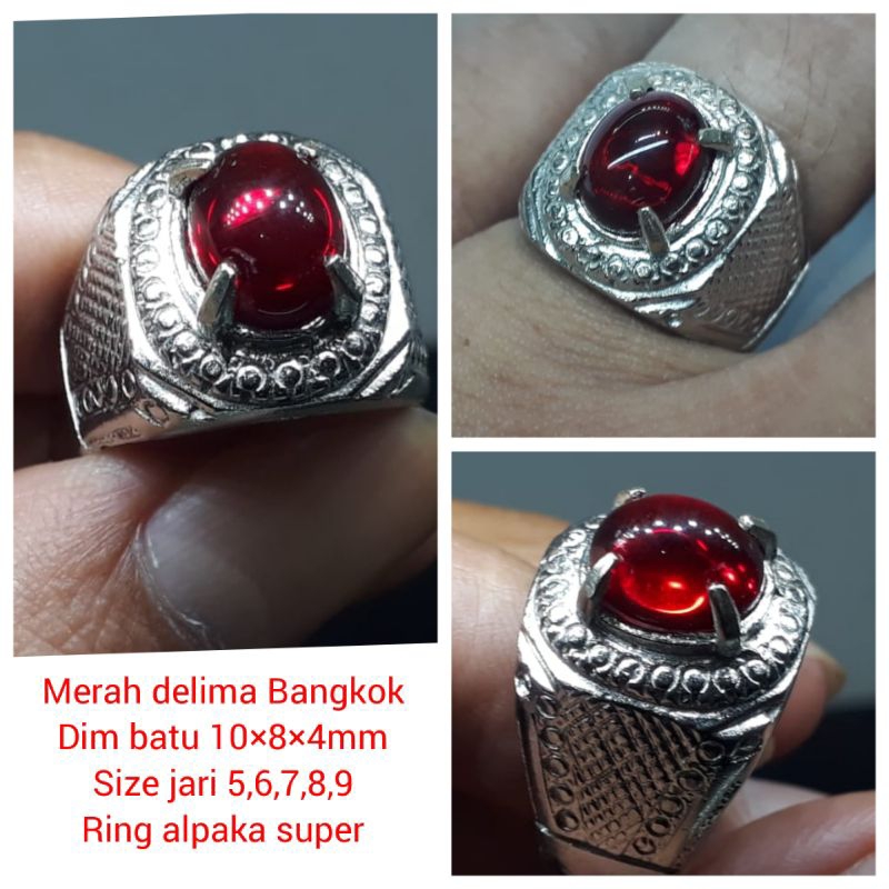 cincin batu permata merah delima bangkok natural Crystal
