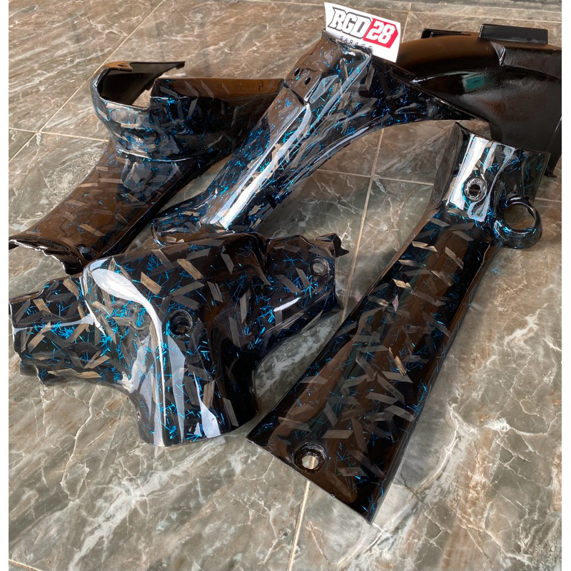 Paket set body kasar fizr bahan original yamaha carbon forged biru muda