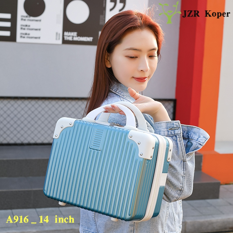 JZR  Koper Makeup Mini 14 Inch Koper Kecil untuk Travel dan Kosmetik Kecil Anti Gores ABS + PC A916