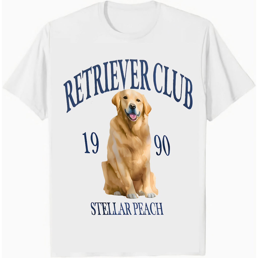 RETRIEVER CLUB GOLDEN RETRIEVER GRAFIS UNISEX KAOS LNGAN PENDEK PREMIUM LEHER KRU KATUN PRIA WANITA