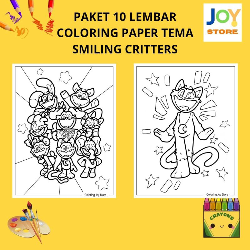 

PAKET 10 Lembar Kertas Gambar Mewarnai Tema Smiling Critters Ukuran A4 150 gsm - Coloring Paper 023