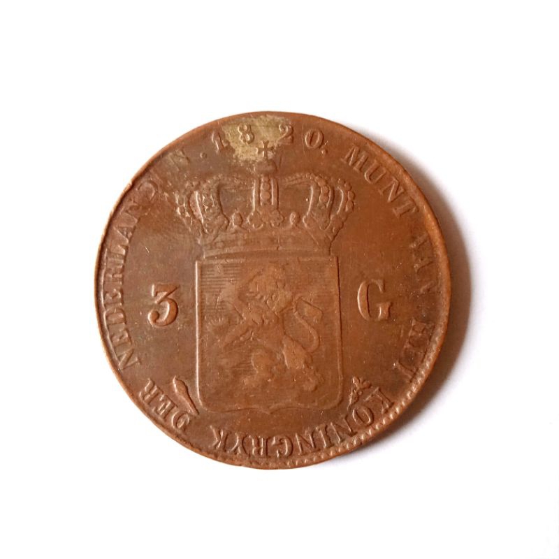 Antik Uang Koin Golden Belanda 3G - 1820 Utuh