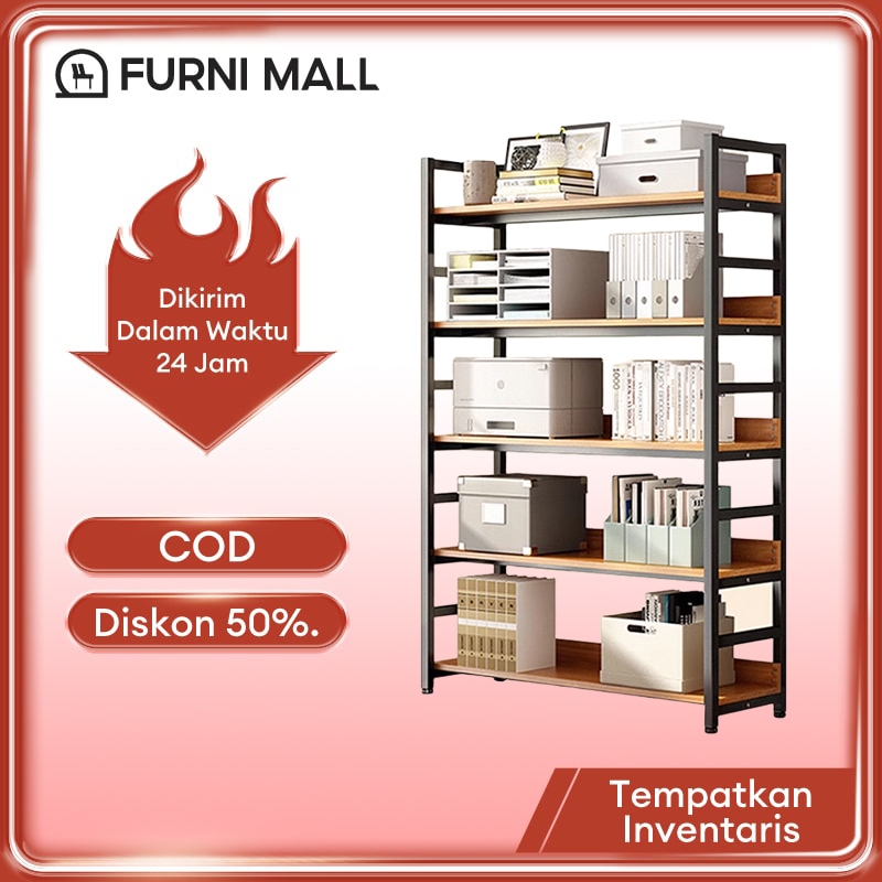 Rak Buku Besi Rak Susun Rak Besi Siku 5/4/3 Susun Rak Besi Siku Lubang Rak Serbaguna 100*30*174cm