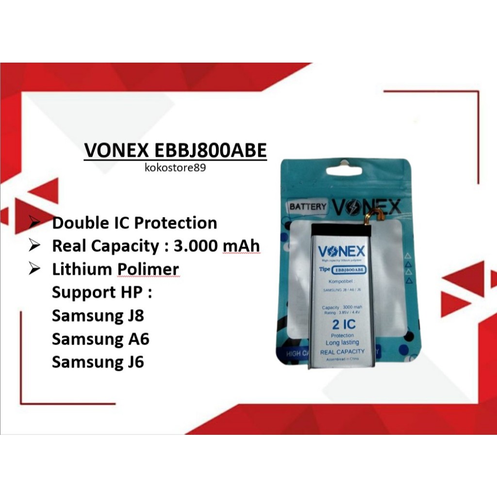 Baterai Double Power Samsung J8 Vonex Original
