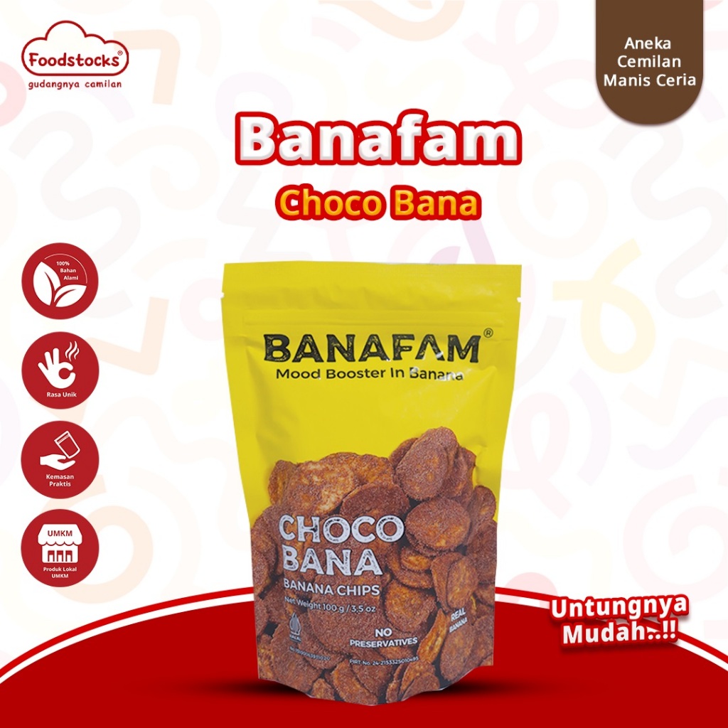 

Banafam - Banana Choco Bana - Keripik Pisang Rasa Cokelat