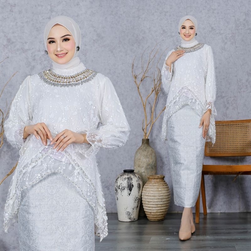 Set kebaya modern baju pesta kondangan wanita bugis seragam kebaya wisuda remaja kekinian