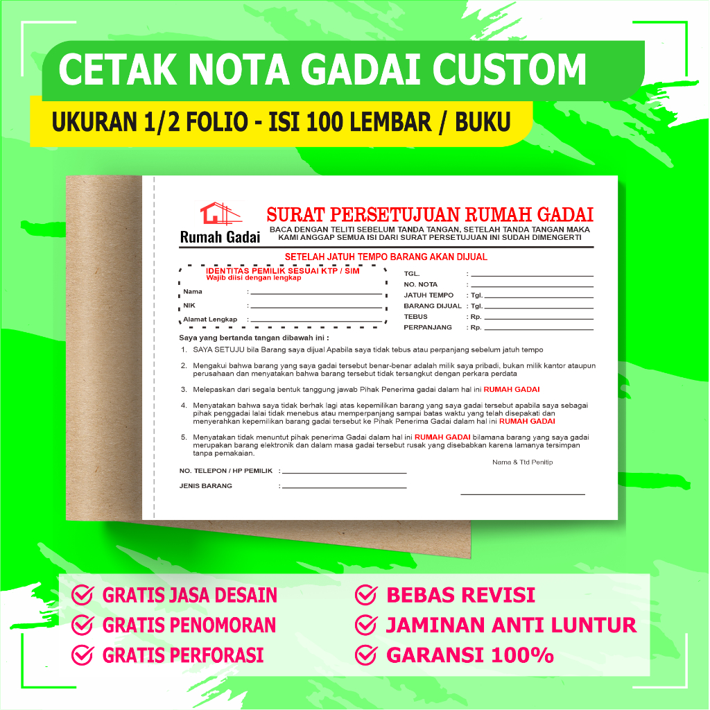 

Nota Gadai custom 1/2 folio