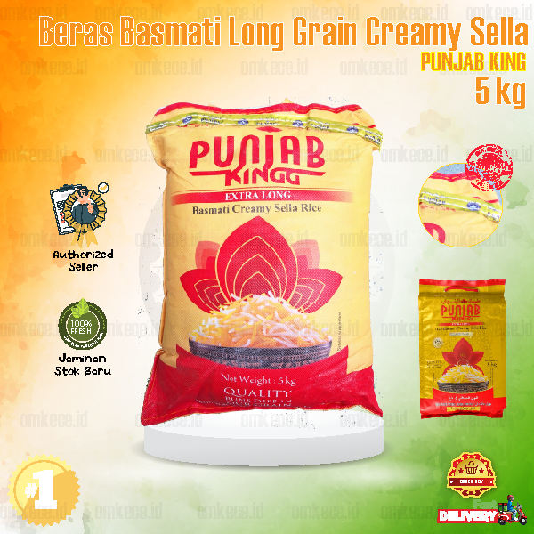 

Beras Basmati India Arab Punjab King Nasi Briyani Kebuli Mandhi Creamy Sella Long Grain PREMIUM ORI bergaransi