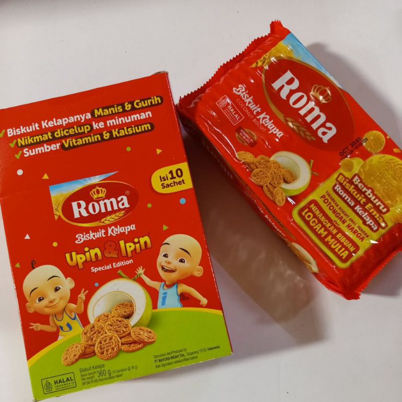 

Roma Biskuit Kelapa / Roma Kelapa kemasan 300 g / kemasan 1 box 360 g (isi 10 sachet @36 g) ecer 2000