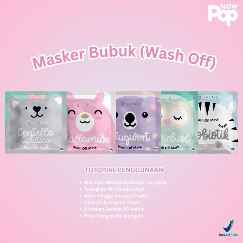 [BPOM] LUXBEE Wash Off Mask 10gr - Masker Wajah Organik Mencerahkan Kulit Wajah