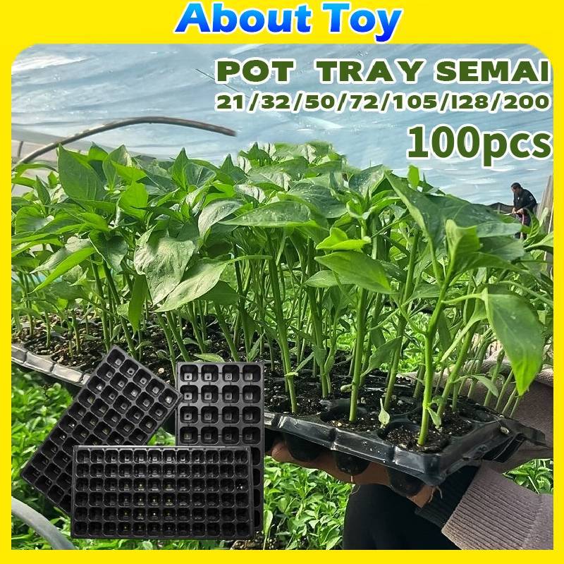 100PCS Pot Bibit /Tray Semai / Seedling Pot /Pot Tray Semai Bibit Benih 21/32/50/72/105/128/200 Luba