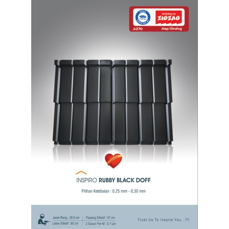 Genteng Metal Zigzag Inspiro Doff Ruby Black 0,25mm