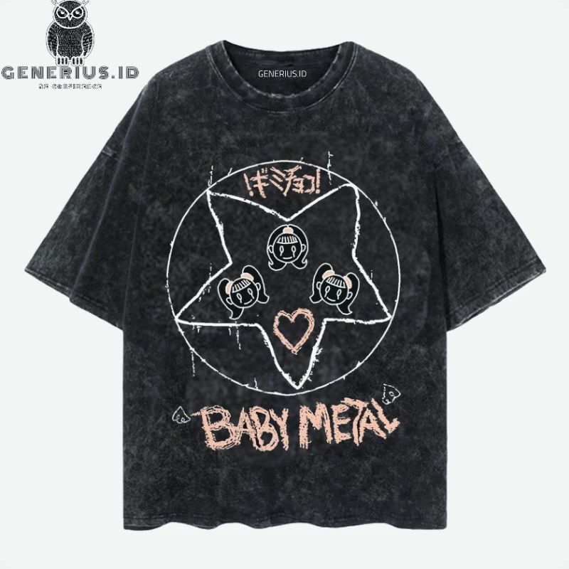 Kaos oversize washing band baby metal the stars vintage tee