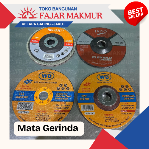 Mata Gerinda WD 4" (Inci) / WD Poles 4" (Inci) / Fleksibel Poles 4" (Inci) / Amplas Susun 4" (Inci) 