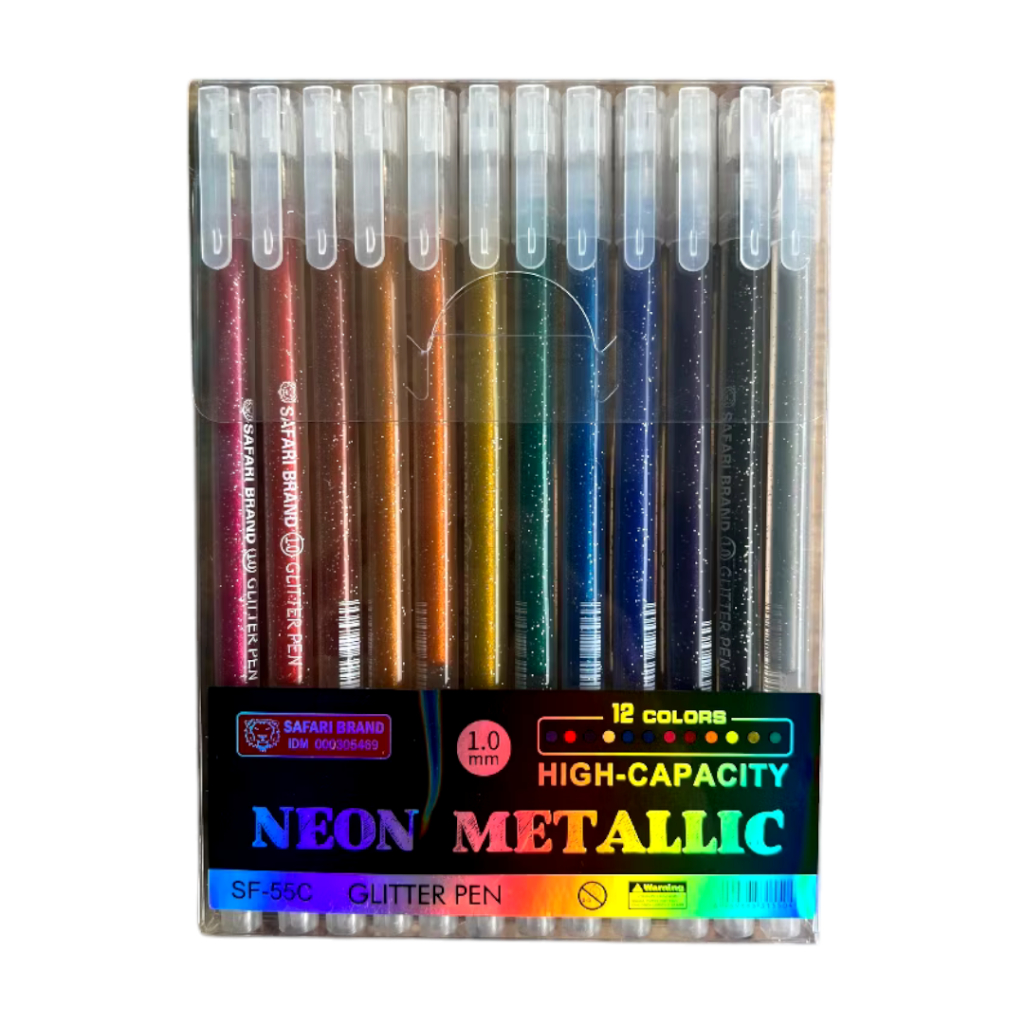 

Bolpoin / Pulpen Glitter Warna Warni Safari 1 Set 12 Warna