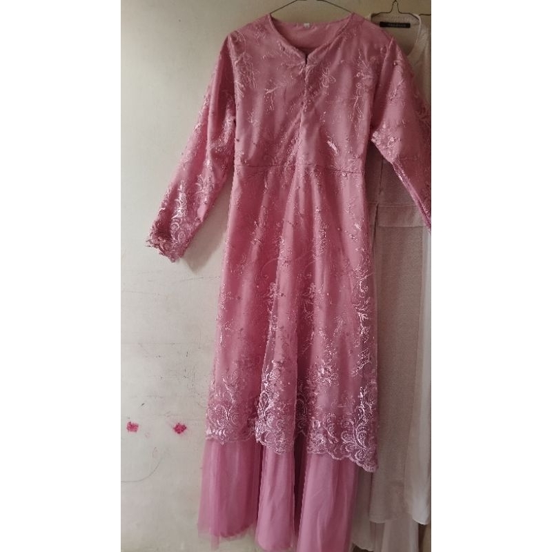 Baju Dress Brokat Acara Formal Kondangan Pernikahan Wisuda Preloved