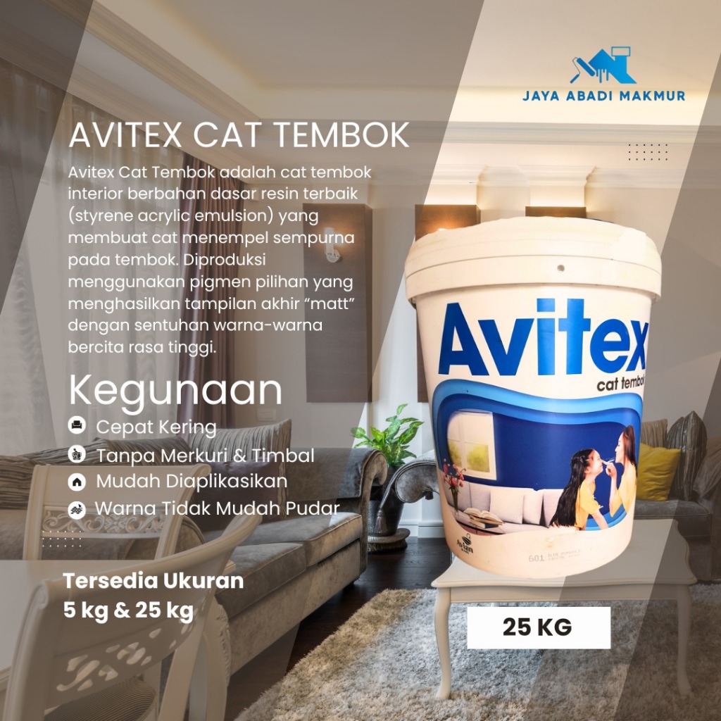 Avian Brands Avitex Cat Tembok 25 kg / Cat Tembok Interior / Warna Ready Pack
