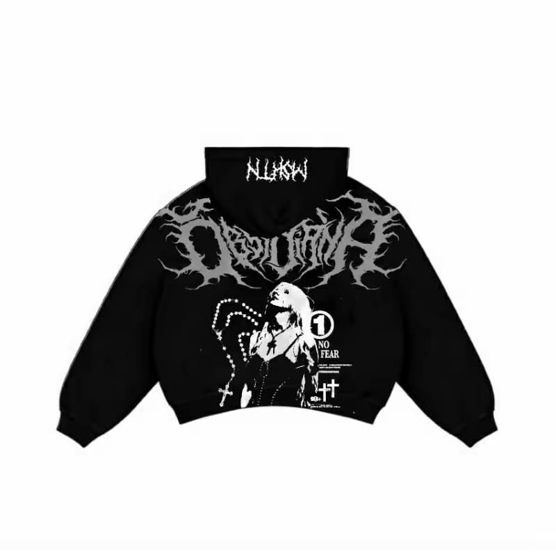 Mstn Hoodie Double Zipper boxy Metal Head Black Hoodie Boxy Hoodie Boxy oversize