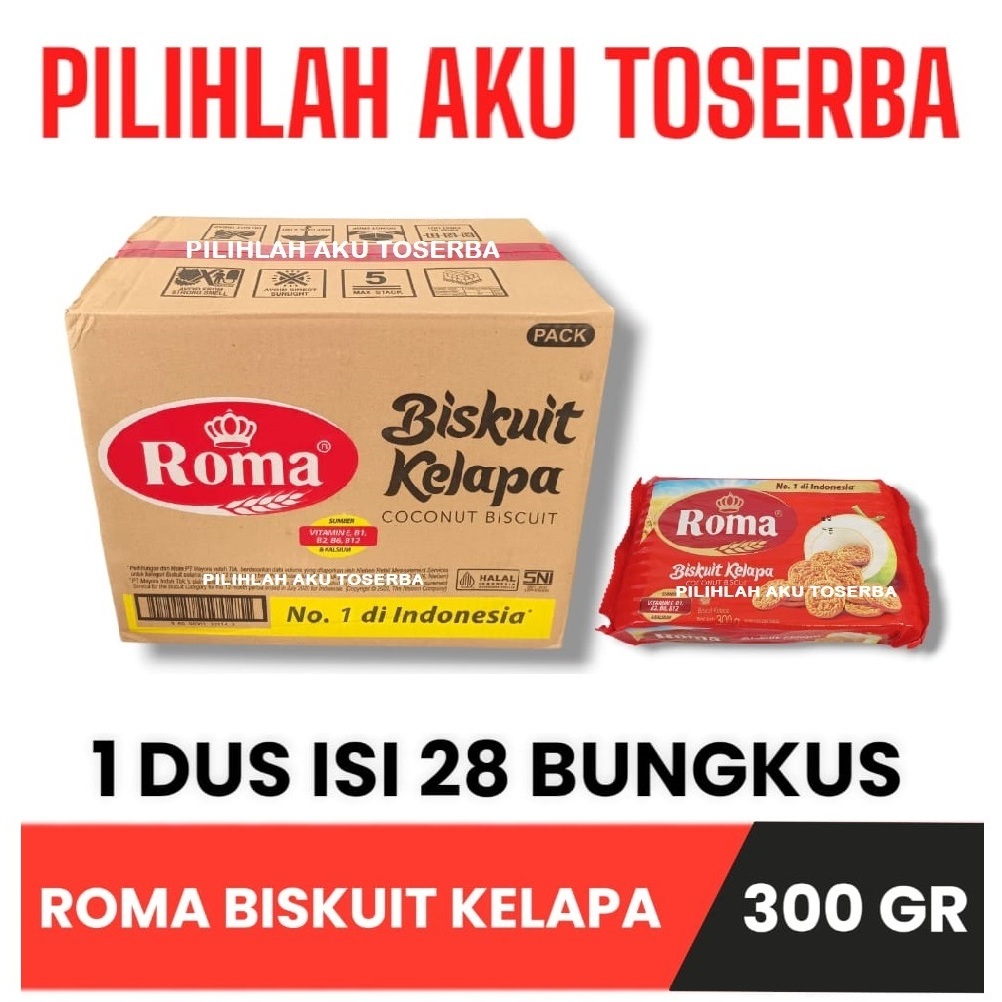 

Biskuit Roma Kelapa 300 gram - 1 kardus isi 28 pax
