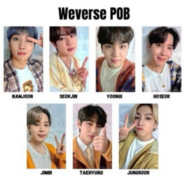 photocard pc bts official pob weverse be wv kim namjoon rm seokjin jin jung hoseok jhope min yoongi 