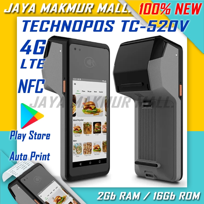 Mesin Kasir Android TECHNOPOS TC-520V 4G LTE 2Gb Ram/16Gb Rom | 4Gb Ram/48Gb Rom (Upgrade) Play Stor