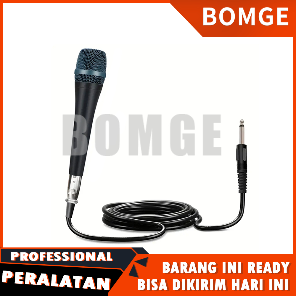 BOMGE E945 Mikrofon Dinamis,Mikrofon kabel dengan kabel 3m, mikrofon karaoke, mikrofon kabel, mikrof