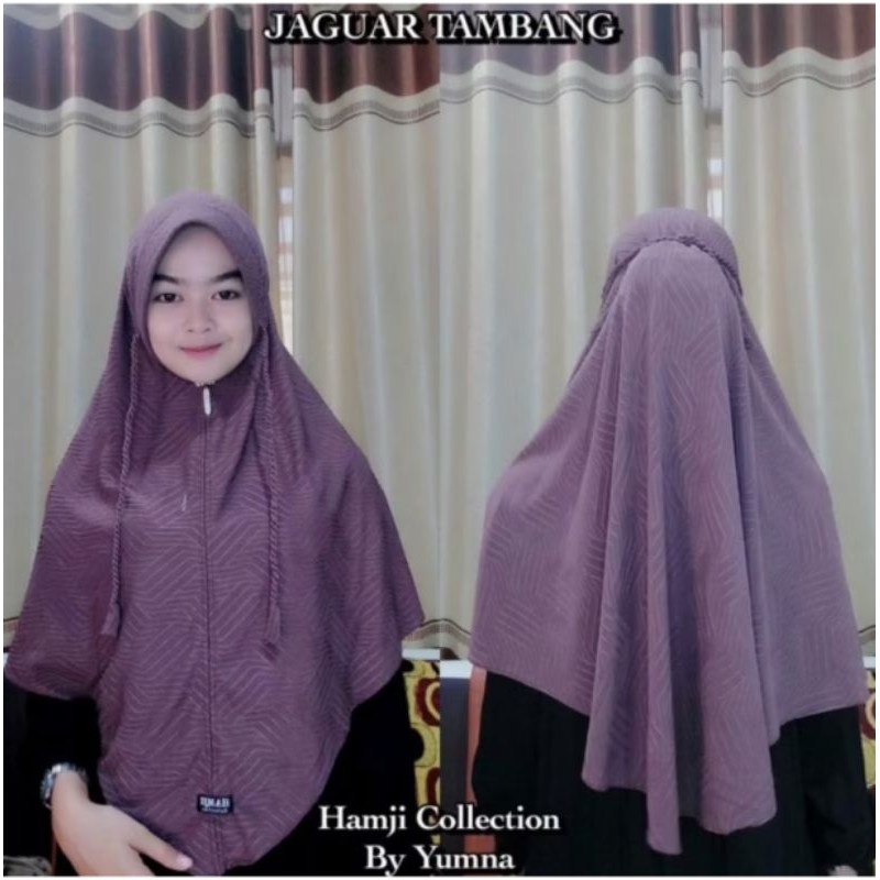 Hijab bergo tali tambang jaguard uk L/jilbab blush intan motif