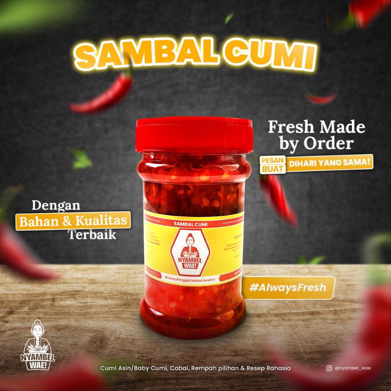 

Nyambel Wae - Sambal Cumi Asin / Baby Cumi Kemasan Toples Kecil 150 Gram