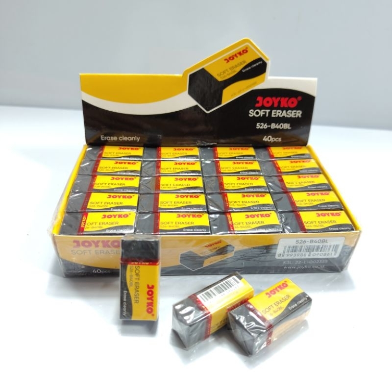 

D3W! 1 Box 40 Pcs Penghapus Pensil Hitam Pendek Joyko 526-B40BL